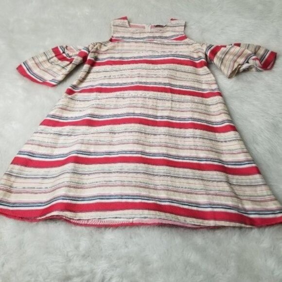 Tanya Taylor Nola Stripe Statement Flutter Sleeve Mini Shift Dress 6 - Picture 6 of 10